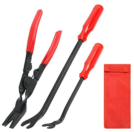 YIDM Herramienta Desmontaje Remaches Automóviles: 3 Piezas Herramienta Extracción Uñas, Herramienta Desmontaje para Puerta de Coche, Panel Salpicadero, Extractor Almohadillas Resistentes