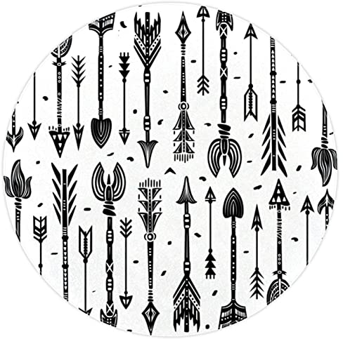 VBFOFBV Runder weicher Teppich für Kinder Baby Mädchen Teenager Zimmer Kreis Kinderzimmer Teppich für Schlafzimmer Wohnzimmer Wohnkultur,Indian Pattern Ethnic Tribal Arrow Vintage