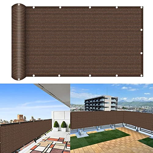 GUOJUN Balkonbespannung 70 x 300 cm Wind HDPE UV-Schutz Sichtschutzmatte Sichtschutzzaun mit Ösen und Kabelbinder für Garten Balkon Terrasse Outdoor, Braun