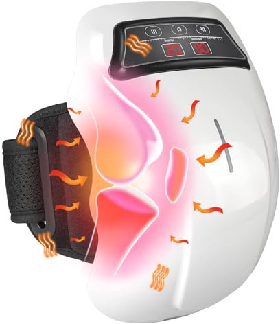 Masajeador de rodilla calentado, rodilleras calentadas con temperatura y vibración ajustables, masajeador de rodilla recargable con pantalla LED y calor
