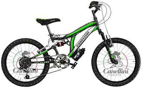 Bicicletta Bambino MTB FULL SUSPENSION 20 COLORADO - Ruote 20 (TITANIO/VERDE)