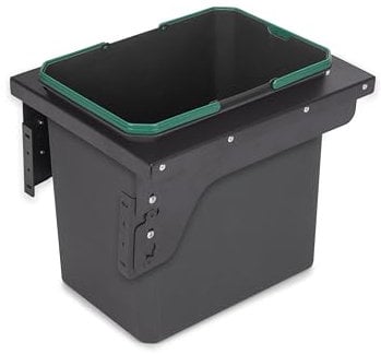 EMUCA - Contenedor de reciclaje para fijación lateral en mueble de cocina, Cubos de basura bajo fregadero 1x35L, Plástico gris antracita