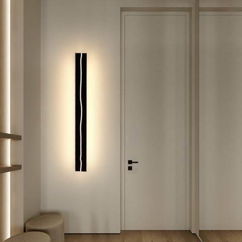 Mikeru 120cm Außenwandleuchte, 42w Garten Zaun Lichter Regensichere lange Streifen Wandleuchten 3000k Warmes Weiß mit Knistereffekt Wandleuchten netzbetrieben für Veranda, Innenbeleuchtung