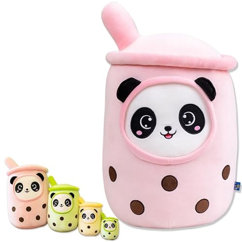 Peluche Bubble Tea, Kawaii Boba Peluche Oreiller Grande Panda Boba Peluche Doudou Coussin Cadeaux pour Enfants(Rose,50cm)