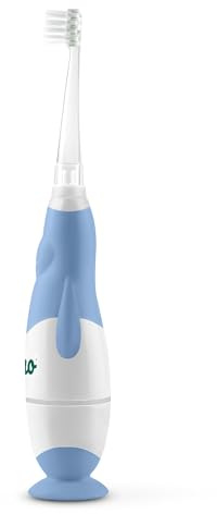 Neno Denti Blue Elektrische Babyzahnbürste ab 3 Monaten - 4 Aufsätze - Sanfte Vibrationen - LED-Licht - Wasserdicht - Reisegeeignet - Pinguin-Design - BPA-frei