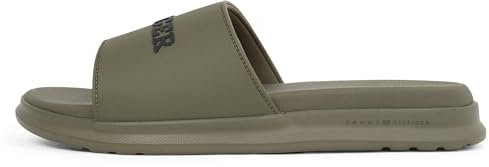 Tommy Hilfiger Herren Badeschuhe Dual Density Pool Slide mit Logo, Grün (Army Green), 46