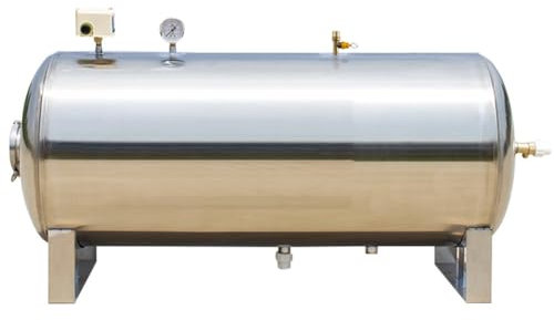 YJEUZCD Horizontal Typ Rostfrei Druckbeaufschlagt Wassertank, Haus Garten Tanks Für Brunnenpumpe Wasser Systeme, Wasser Blase Behälter Mit Reinigungsöffnung(15.7x29.5in(100L/26.4Gal))