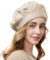 Gajaous Blumenstickerei Baskenmütze für Damen, Französische Stil Strickbaskenmützen, Stilvolle Unifarbe Baskenmütze für Frauen Damen