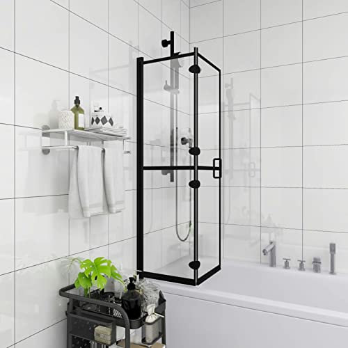 Somanki Folding Shower Enclosure ESG 100x140 cm Black, Bath Panels, Shower Door, Shower Screen, Bath Panel, Shower Cabin, Bathroom Screen, Bathtub Dividers - 150819