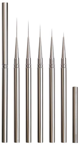 Huipalon 5PCS Nail Art Liner Brushes, Size 6/9/12/15/18mm Detail Nail Brush for Nail Art, Liner Brush Nail Art, Thin Nail Art Brush, Nail Art Tools for Nail Salon DIY