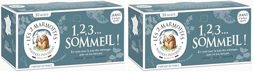 Les 2 Marmottes - Infusion 1,2,3...Sommeil ! 30 sachets - Mélisse, citron et camomille - Bien Dormir et Relaxation - Made In France - Sans arômes ajoutés - 36g (Lot de 2)