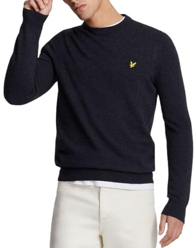 Lyle & Scott Mens Lambswool Blend Crew Neck Sweater - Dark Navy Marl - XXL
