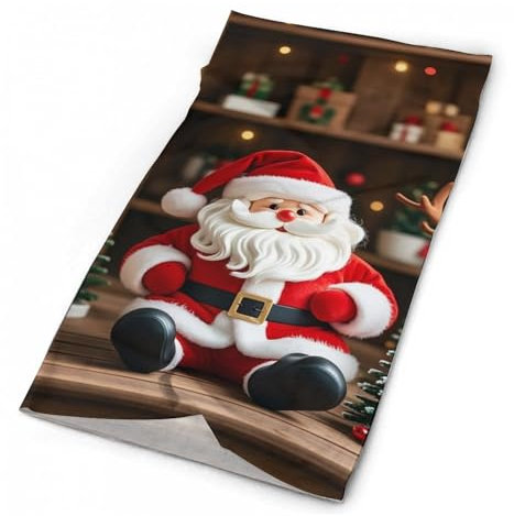 SLKMHFT Weihnachtsmann-Puppe Rentier-Modell, bedruckter Halstuch, winddicht, Gesichtsmaske, Schal, für Skifahren, Motorrad, Radfahren, Outdoor-Sport, Weihnachtsmannpuppe, Rentier-Modell, 49,8 x 25 cm,