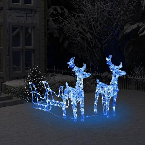 Festnight Rentier Beleuchtet Aussen Rentier mit Schlitten Led Rentier Outdoor Weihnachtsdeko Aussen Rentiere mit Schlitten Weihnachtsbeleuchtung Außen Rentier weihnachtsfiguren