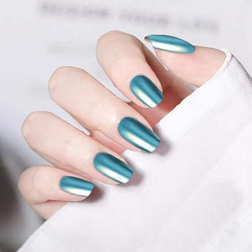 Blue Metallic Gel Nail Polish, Quick Dry Nail Varnish, Gold and Mirror Chrome Effect Nail Polish for Women, Long Lasting and Glossy Nail Polish for Nail Art and Manicure