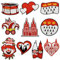 10 Stück Kölner Karneval Rot Weiß Bügelflicken Bügelbilder Karneval Rot Weiß Bügelbilder Köln, Köln Bügelbilder Rot Weiß Patches Flicken Bügelaufkleber Fasching Accessoires für Kleidung Hosen Hüte