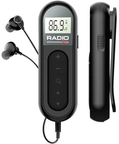 Mini Radio Klein UKW/FMTransistorradio,tragbarer UKW-Radioempfänger/mit DSP,LCD-Display und Kopfhörer,300MAh Wiederaufladbar Tragbares,Taschenradio zum Gehen und Reisen (Schwarz)