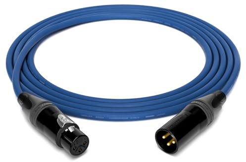 enoaudio Mogami 2534 Quad Professionel Studio Kabel Symmetrische Mikrofon | Neutrik Gold XLR female - XLR male | HiFi, Blue, 15 m
