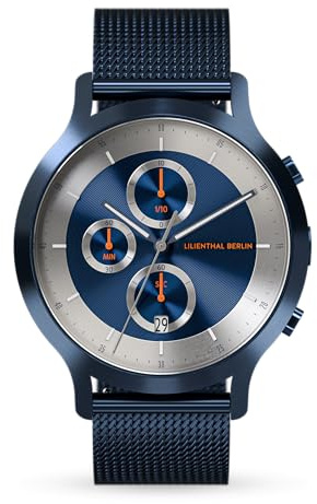 Lilienthal Berlin Chronograph LP Black Cyan in schwarz – Herrenuhr aus 316L Chirurgenstahl mit einem Quarzuhrwerk & saphirgehärtetem Mineralglas – 42,5 mm