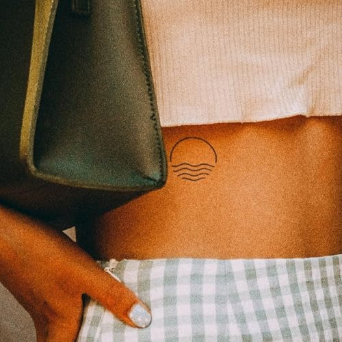Inkster Tattoo - Sonnenuntergang Ozean - vegane & wasserfeste Temporäre Tattoos für Erwachsene - EU-Kosmetikzertifizierte Farbe - revolutionäres 2 Wochen Tattoo - Premium Klebetattoos & Fake Tattoo