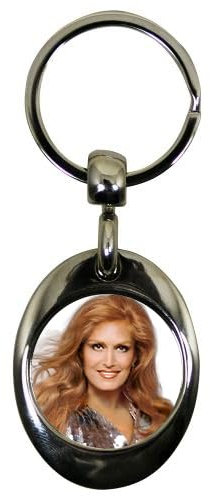 Porte-clés ovale en métal avec jeton caddie Dalida