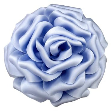 160mm Fleur De Rose En Satin De Soie Délicate Grandes Broches Extra Larges Épingles à Revers En Tissu Broche Pour Femme Fête De Mariage Banquet Robe Costume Vêtements Accessoires (Bleu clair)