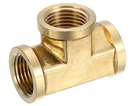 QUARKZMAN Raccordo T Ottone Npt1/2 x Npt1/2 x Npt1/2 Raccordo T a 3 Vie per Condutture Trasporto Gas 1 Pz