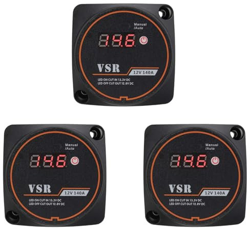 Wzxksoac 3X Voltage Sensitive Split Charge Relay Digital Display VSR 12V 140A for Car Yacht Smart Battery Isolator Charge