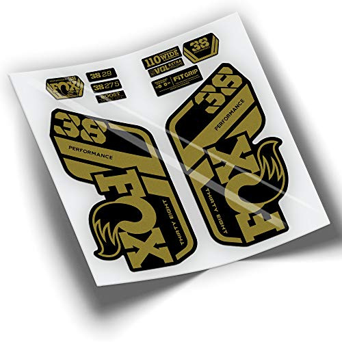 REF:VP439 FOX 38 PERFORMANCE 2021-2025 MTB Fork Compatible Stickers, Stickers, Stickers, Vinyl Decals for Mountain Bikes. (GOLD)