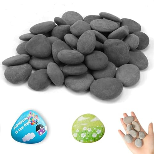 50 Stück Flache Steine zum Bemalen 1-3cm Dekosteine Naturstein DIY Aquarium Deko Steine Natürlicher Flussstein für bunte Bilder und dekorative Pflanzgefäße und Aquarien
