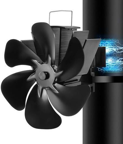 SOPPY Ventilateur de cheminée magnétique avec thermomètre, 6 pales Ventilateur de cheminée suspendu, Ventilateur-de-cheminée Ventilateur de cheminée à bois