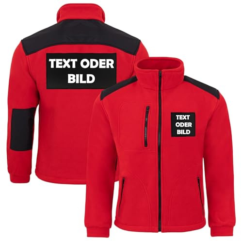Fleecejacke Herren personalisiert, Arbeitsjacke mit Logo, Firmennamen | Jacke selbst gestalten mit eigenem Foto, Wunschtext & Beschriftung – Aufdruck vorne & hinten | Dickes, antipilling Fleece