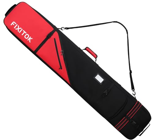 FIXITOK Snowboard & Skitasche für die Luftfahrt, wasserdichte Vollgepolsterte Snowboardtasche für Board, Stiefel, Kleidung, Helm und Ausrüstung, Verstellbare Länge Skitasche (157 cm - 181 cm)