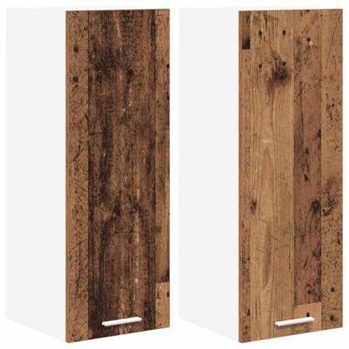 vidaXL Hängeschrank mit Tür 2 pcs Altes Holz und Weiß 30 x 31 x 80 cm, Großzügiger Stauraum, Moderne Küchenschränke, robust, rechteckiges Design, clevere Innenorganisation