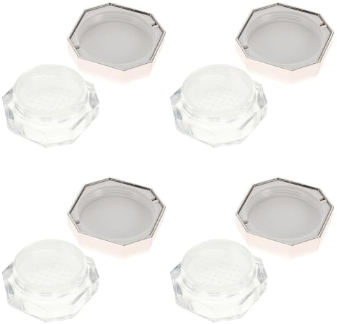 Healifty 4pcs Octagonal Portable Loose Powder Containers Travel Cosmetic Powder Case Box Rose Gold for Makeup Storage and DIY Mixing Convenient for Camping Business Trips