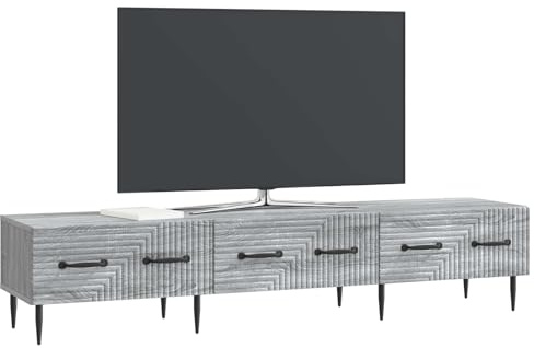vidaXL TV-Schränk Graues Sonoma 147 x 34,5 x 30 cm Holzwerkstoff, Wohnzimmeraufbewahrung, Vintage-Medienschrank, rechteckiger TV-Tisch, Möbel aus Holz, Unterhaltungsstation
