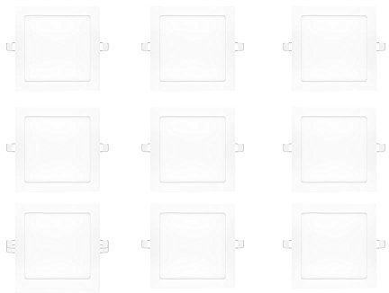 NuLoXx 9er Pack LED Panel Square 24W/727 2700K warmweiß 1650LM AC 80…260V, 120° Abstrahlwinkel, Einbau-Deckenleuchte quadratisch ersetzt 60 Watt