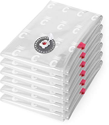 Compactor ASPISPACE Set di 6 Sacche a Compressione di Vuoto Taglia M Trasparente 55x90 cm