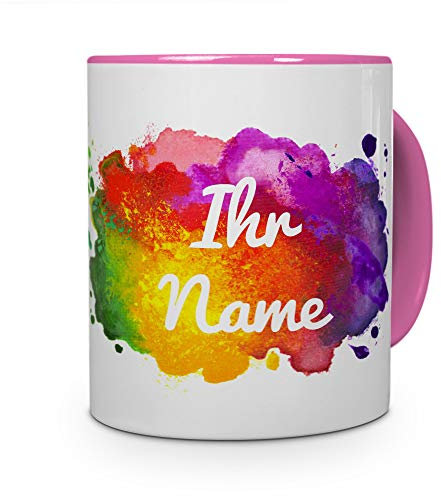 printplanet® Tasse mit Namen personalisiert - Motiv Color Paint individuell gestalten - Farbvariante Rosa