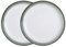 Denby - Regency Green Medium Plates Set of 2 - Dishwasher Microwave Safe Crockery 22cm - Green, White Ceramic Stoneware Tableware - Chip & Crack Resistant Lunch Plates