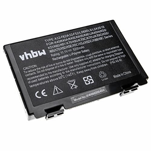 vhbw batteria compatibile con Asus F83, F82Q, F52Q, F82, F52, K40, Ff83s, F52A, F83VF, F83S, F83CR notebook (5200mAh, 11,1V, Li-Poly)