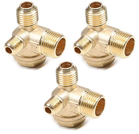 Othmro 3 pezzi Valvola di ritegno del compressore d'aria in ottone a 3 vie 0.6x0.4x0.4 accessorio pneumatico filettato maschio valvola di ritegno filettato non ritorno pezzi di ricambio tubo