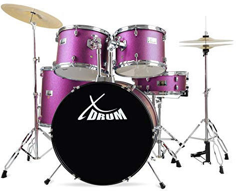 XDrum Semi 22 Standard Schlagzeug Satin Purple Sparkle - 22 BD, 12 TT, 13 TT, 16 FT, 14 SD - inkl. Schule - Lila