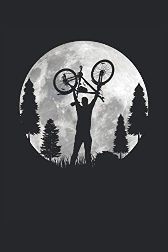 Biker Fahrrad Mond Licht Rennrad Silhouette Bike MTB Natur Wald: NOTIZBUCH - Lustiges Radfahrer Mond Fahrrad Geschenk, Geschenkidee - A5 (6x9) - 120 ... Planer, Geburtstag, Lustig, Mountainbike