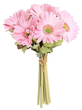 YQYAZL Künstliche Gerbera-Blume, einzelner Stiel, Blumenstrauß, Kunststoff, Seide, künstlich, dekorativ, für den Innen- und Außenbereich, Haus, Garten, Büro, Hotel, Hochzeit, Party, Rosa