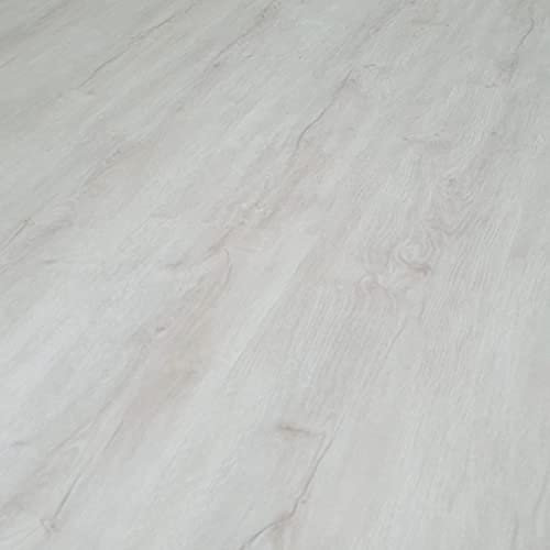 TRECOR Vinyl-/LVT Klick Vinyl-Designboden Massivdiele 6,5 mm stark mit 0,5 mm Nutzschicht inclusive Trittschall - WASSERFEST (30x20 cm Musterstück | Vinylboden, Eiche Premium Weiß)