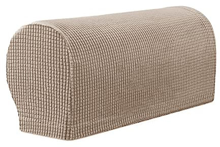 YSLJW Armlehnenbezüge, Jacquard Elastische Waschbar Couch Armlehnenschoner Armlehnenbezug Für Sessel Sofa (Tan,2 Pcs)