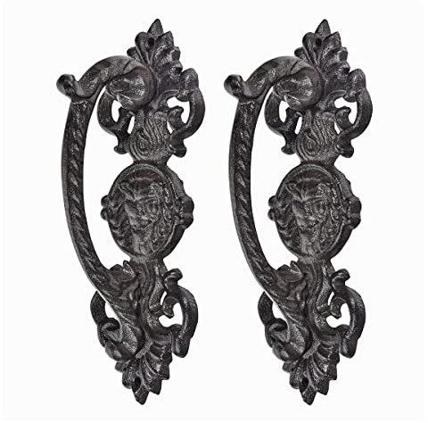 Sungmor Tiradores rústicos para puerta de granero – Tiradores de hierro fundido para puerta al aire libre – Paquete de 2 piezas– Puerta de valla de granja vintage con mango de metal para armario