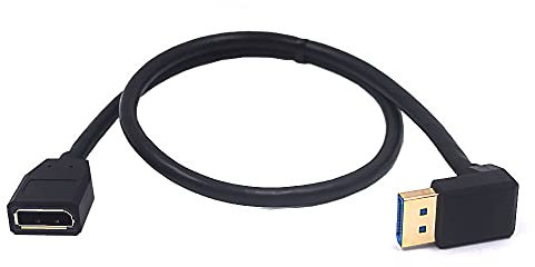 Kework 2ft DisplayPort 8K Extension Cable, 90 Degree Down Angle DisplayPort Male to DisplayPort Female Extender Ultra HD Cable, DP 1.4 Version Extension Adapter Cord, 8K@60HZ (Down Angle M/FM)