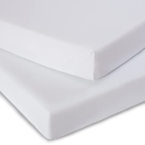 Clair de Lune | Micro-Fresh® 2 Pack White Fitted Cot Sheets | 124.5 x 60.5 cm | 100% Cotton | Universal Elasticated Fit